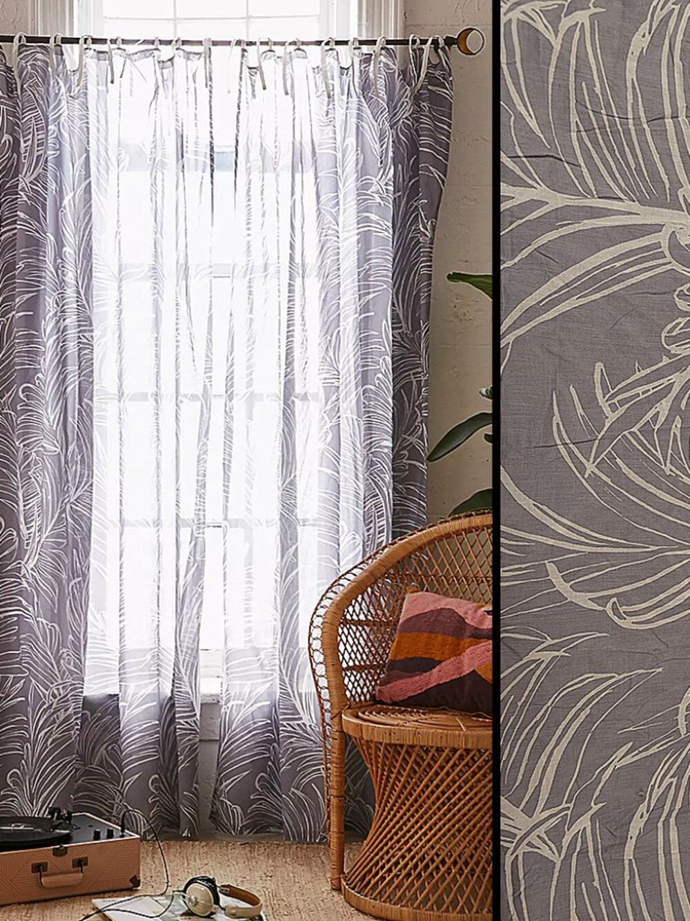 Urban Outfitters Edna Palm Cotton Curtain